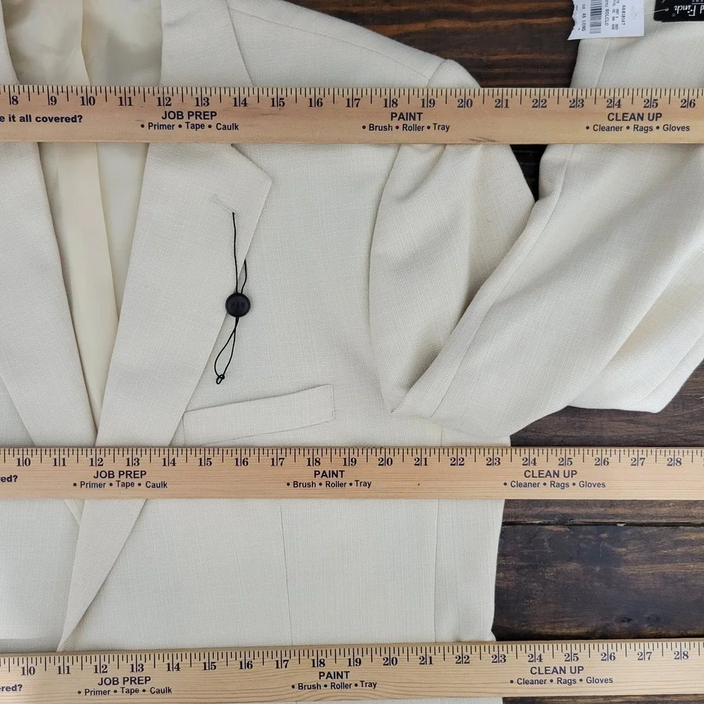 Kilburn Finch Men's‎ Sport Coat Blazer Two Button Ivory Polyester Blend 46L NEW